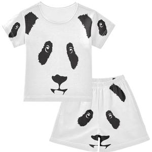 YOUJUNER Kinder pyjama set zwart wit panda gezicht korte mouw T-shirt zomer nachtkleding pyjama lounge wear nachtkleding voor jongens meisjes kinderen, Meerkleurig, 5 jaar