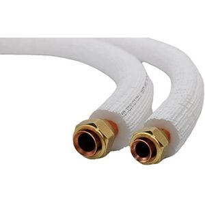 SYSTERM Koudemiddelleiding voor split-airconditioning, koperen buis Geïsoleerd klaar ingesteld 1/4"" + 3/8"", lengte: 1m - 25m, de voorgeïsoleerde buizen voor koelgassen R32, R410A en R407C (lengte: 2