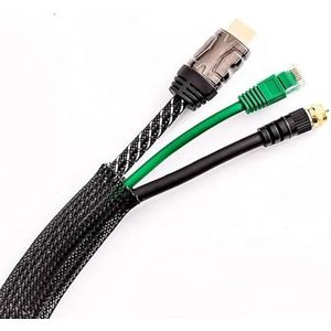 Kabelbeveiligingskabels weven， Cable Tidy 1/5/10/50/M Geïsoleerde vlechthuls 4/25mm Strakke draad Kabelwartel Bescherming Kabelhuls(10mm,5 Meters)