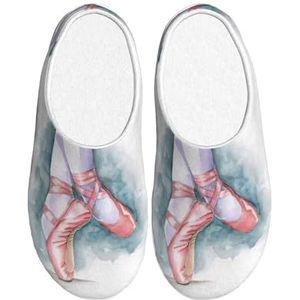 EdWal Ballet danser print winter warme pantoffels indoor anti-slip pluche pantoffels ontspannen thuis voor vrouwen mannen, Zwart, 37.5 EU