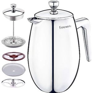 Easyworkz Roestvrijstalen Franse Pers Dubbelwandig Geïsoleerd Koffiezetapparaat Koffiekan,700 ml