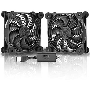 LMNCBVYA Quiet Dual 120mm USB Cooling Fan with Speed Controller for Receiver, DVR, PlayStation, and Computer Cabinets