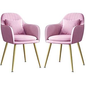 GEIRONV Metalen benen Dining stoel Set van 2, for woonkamer slaapkamer appartement lounge stoel met kussen fluwelen keukenstoel Eetstoelen (Color : Purple)