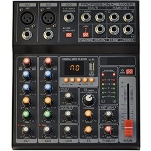 Audio DJ-mixer Draagbare Bluetooth USB Play Record 5-kanaals pc-weergave Gitaar 2 Mono 1 Stereo Professionele Mixer Podcast-apparatuur