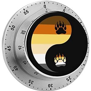 LGBT Pride Yin Yang Bear Paw keukenwekker 60 minuten visuele afteltimer met magnetische terugtijdbeheertool