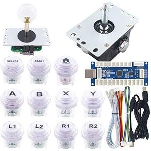 SJ@JX Arcade Game Controller 3D Gamepad Analog Stick Sensor Fly Joystick Microswitch MX LED Button USB Encoder Light Cable for PC MAME PS3 Android Raspberry Pi