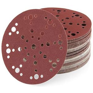 Wabrasive Excentrische schuurmachine, schuurpapier, 150 mm, klittenband, 50 stuks, korrel 100, met 48 gaten, compatibel met schuurpads