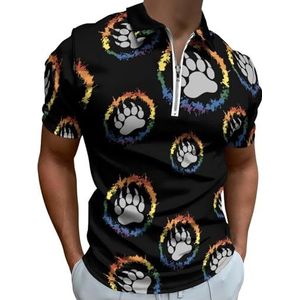 Bear Paw Met Homo Half Zip Up Polo Shirts Voor Mannen Slim Fit Korte Mouw T-shirt Sneldrogende Golf Tops Tees L