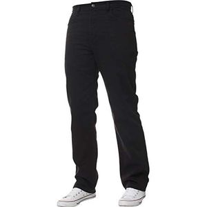 Heren rechte pijpen jeans basic heavy duty werk denim broek broek alle taille grote maten in 4 kleuren, Zwart, 46W / 34L