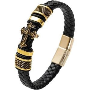 Vintage Cross Hand geweven zwart lederen armband mannen charme mode manchet sieraden christelijke Amulet accessoire