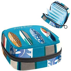 Surf Rider,Periode Pouch Draagbaar,Tampon Opbergtas,Tampon Houder voor Portemonnee Vrouwelijke Product Organizer, Meerkleurig, 4.7x6.6x6.6 in/12x17x17 cm