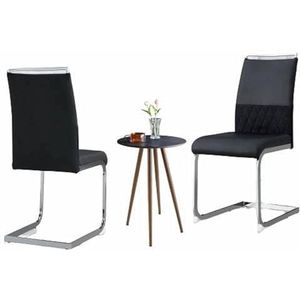 LUNEX HOME Set van 2/4/6 eetkamerstoelen van kunstleer, bureaustoel, wit/zwart/grijs (zwart, set 2)