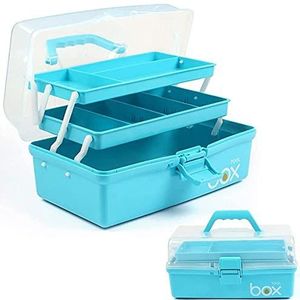 30,5 cm drielaagse multifunctionele opbergdoos organizer opvouwbare gereedschapskist/kunst & ambachten koffer/naaibenodigdheden organiser/medicijndoos/familie EHBO-doos met 2 trays (blauw)