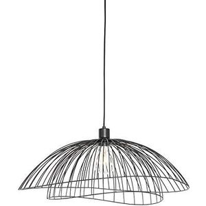 QAZQA - Design hanglamp zwart 60 cm - Pua | Woonkamer | Slaapkamer | Keuken - Staal Langwerpig - E27 Geschikt voor LED - Max. 1 x 40 Watt