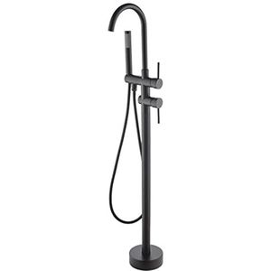 Freestanding Bathtub Faucet Floor Mount Tub Filler Brass Freestanding Bath Taps Freestanding Bathtub Filler with Handheld Shower and 360° Swivel Spout Black High Flow Mixer Taps