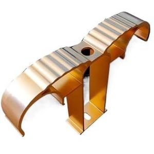 Gordijnstangbeugels, gordijnrailbeugels 2 stuks enkele dubbele gordijnstang beugel bevestigingsclip aluminiumlegering staaf steun klem meubels hardware dwarsbalk hanger haak (goud-bovengemonteerd 2)
