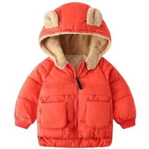 Kinderdonsjack Ultrazachte geïsoleerde jassen Kinderen Warme winterkleding Jongens Meisjes Lichtgewicht gewatteerde bovenkleding Winddichte capuchon Winterjassen Jas for jongens en meisjes(Red,18-24M