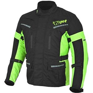 JET Zwart Fluro Textiel Motor Motorjack Waterdicht СE Gepantserd "" Zwart Fluro M