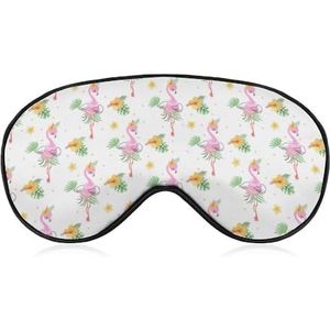Grappig strandflamingo's roze wit patroon slaapmasker met verstelbare riem, comfortabel zacht oogmasker slaaphulp, lichtblokkerende oogmaskers