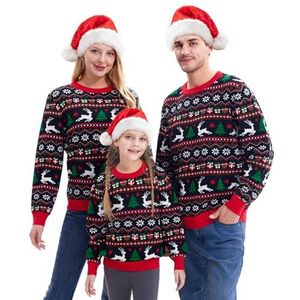 Giggling Getup Bijpassende familie-kersttrui, schattige gebreide kersttrui met lange mouwen, zwarte foute kersttrui, heren-zwart, XL