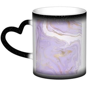 XDVPALNE Lavendel paars marmer gouden lijn, keramische mok warmtegevoelige kleur veranderende mok in de lucht koffiemokken keramische beker 330 ml