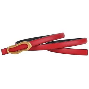 Retro riem for dames, metalen gesp, bijpassende damesjurk, jeans, verstelbare tailleband, leer(Red)