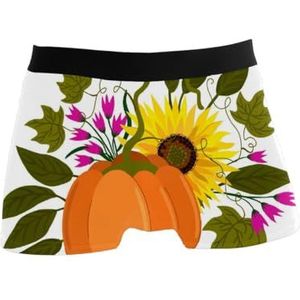 GISPOG Herfst Bloemen Pompoen Mannen Boxers Slips Man Ondersteuning Ondergoed Stretch Low Rise Boxer Korte Trunks, 1 kleur, XL