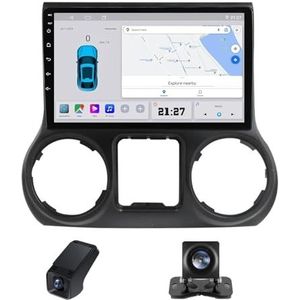 Android autoradio geldt voor Jeep Wrangler 3 JK 2010-2018 Wireless Carplay Android Auto,10 inch 2.5D touchscreen auto radio met GPS navigatie stuurwiel afstandsbediening(NF-1)