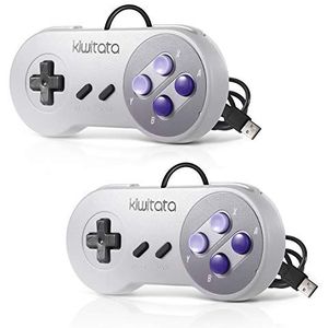 KIWITATA 2X Klassieke SNES USB Controller voor Retro Gamings, Super NES Bedrade USB Joypad Game Controller voor Windows PC Mac Raspberry Pi