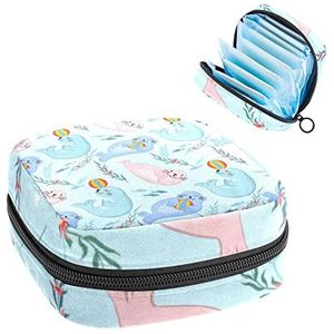 Periode Pouch, Draagbare Tampon Storage Bag voor Maandverband, Leuke Cartoon Group Seal, Meerkleurig, 4.7x6.6x6.6 in/12x17x17 cm