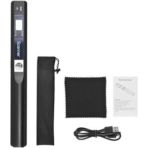 Documentscanner, Draagbare draagbare draadloze scanner, A4-formaat 900DPI JPG/PDF-formaat LCD-scherm Type-C-interface met beschermende tas(Nero)