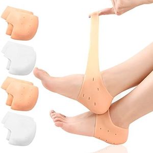 Siliconen hielbeschermer (4 paar) hielkussen kan als hielkussen of inlegzolen worden gebruikt. Verlicht de druk en verbetert droge en gebarsten voeten en hielwrijving