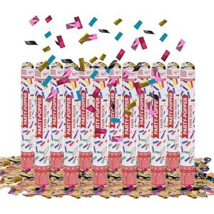 Party Factory 12 Party Popper, 40 cm, kleurrijke confetti, confetti regen voor bruiloft, verjaardag of oudejaarsavond