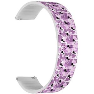 Solo Loop band compatibel met Garmin Vivomove 5/3/HR/Luxe/Sport/Style/Trend, D2 Air/Air X10 (kleurrijke camouflage roze eenhoorn sterren), snelsluiting, 20 mm rekbare siliconen band, accessoire,