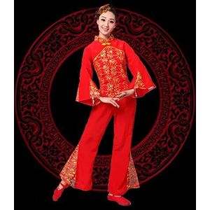 REDBMX Oude chinese kostuum vrouwen folk dans leeuw kostuum voor vrouw hanfu vrouwen Fan Yangko Podium kleding draak