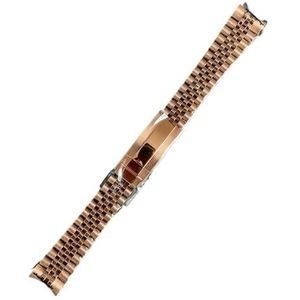 20mm Horlogeband Zilver Glide-Lock Gesp Roestvrij Stalen Armband Horloge Onderdelen fit for Seiko 40mm SUB horlogekast (Color : Rose gold, Size : 20mm)