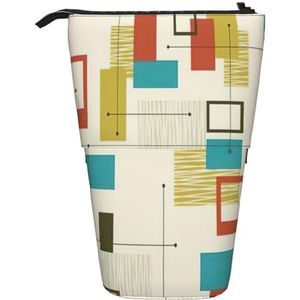 Evengigy Mid Century moderne print schattig etui met ritssluiting verstelbare standaard potloodhouder grappige make-uptas, Zwart, Eén maat, Tas Organizer