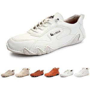 Damesmode handgemaakte casual wandelschoenen, Beck schoenen dames waterdichte antislip retro zacht leer outdoor lichtgewicht sneakers for wandelen trailing (Color : White low top, Size : 37 EU)