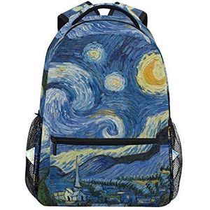 My Daily School Rugzakken Sterrennacht Van Gogh Olieverfschilderij Laptop Tas Vrouwen Casual Daypack Jongens Meisjes Boekentas, Meerkleurig, 11.4 x 5.5 x 16 inches, Laptop