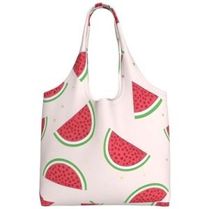 XIAOYANS Roze Watermeloen Extra Grote Capaciteit Schouder Canvas Tas Voor Winkelen Reizen Dagelijks Gebruik, Zwart, Eén maat