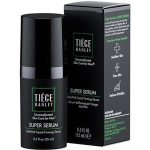 Tiege Hanley Morning and Night Facial Firming Serum voor mannen (Super Serum), natriumhyaluronaat en retinylpalmitaat voor een strakker, gladdere huid, 0,5 ml vloeistof