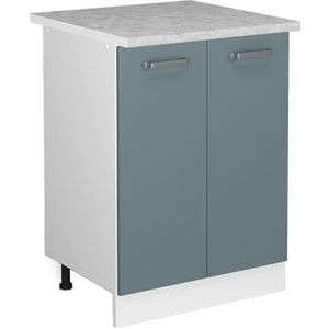 Vicco R-Line Onderkast, keukenonderkast, blauw-grijs/wit, 60 cm met werkblad