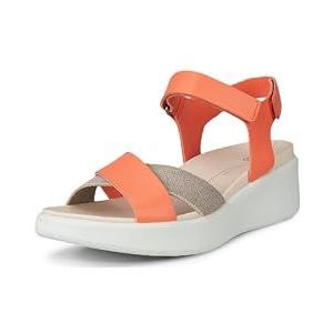 ECCO Women's Flowt Wedge Luxury Crossband Sandal, Coral, 4-4.5