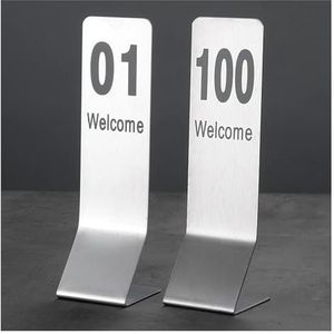 Tabelnummers, Tafelnummers, roestvrijstalen tafelnummers 2,4x2,4x8,3 inch(71-80)