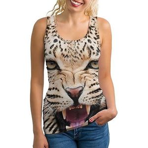 Boos luipaard cheetah modieuze tanktop voor dames, gym sport T-shirts mouwloos slank yoga blouse T-shirt, XL