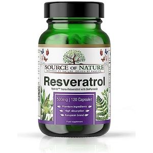 Trans-Resveratrol 500 mg | 120 Vegan Capsules | Hoog Gedoseerd | 98% Zuiverheid | Natuurlijk Gefermenteerd | Met Piperine | Laboratorium Getest | Premium Kwaliteit