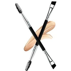 Ksvsonrvi 2 STKS Wenkbrauwborstel, Professionele Dubbelzijdige Hoekige Wenkbrauwborstel en Spoolie Borstel, Zwart