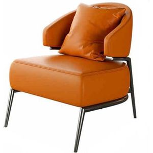 Accentstoel Van Nappaleer Voor Woonkamer, Moderne Ontspannende Fauteuil Uit Het Midden Van De Eeuw Met Frame Van Koolstofstaal En Zacht Kussen orange