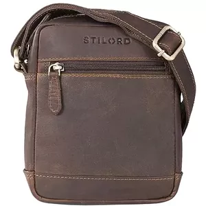 STILORD 'Tertius' Lederen Telefoontas vor Heren met 3-in-1 Systeem Heuptasje Kleine Crossbody Bag voor Mannen Schoudertas Wrist Bag Echt Leer, Kleur:cognac - donkerbruin