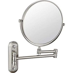 Wandgemonteerde make-up spiegel, cosmetische spiegel, dubbelzijdige premium badkamerspiegel met vergroting, uitschuifbare arm, 360 graden draaibaar, rond, voor badkamer (kleur: antiek co